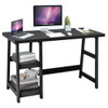 Trestle Computer Desk Home Office Workstation with Removable Shelves-Black