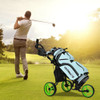 3 Wheels Folding Golf Push Cart with Seat Scoreboard and Adjustable Handle-Green