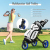 Folding Golf Push Cart with Scoreboard Adjustable Handle Swivel Wheel-Blue