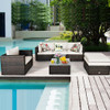 6 Pcs Patio Rattan Furniture Set with Sectional Cushion-White