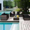 6 Pcs Patio Rattan Furniture Set with Sectional Cushion-Black