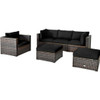 6 Pcs Patio Rattan Furniture Set with Sectional Cushion-Black