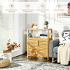 2-door Bamboo Floor Cabinet Storage Organizer with Open Shelf Adjustable Shelf