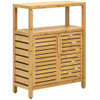 2-door Bamboo Floor Cabinet Storage Organizer with Open Shelf Adjustable Shelf