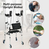 Folding Auxiliary Walker Rollator with Brakes Flip-Up Seat Bag Multifunction-Silver