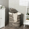 Handwoven Laundry Hamper Basket with 2 Removable Liner Bags-Gray