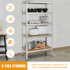 71 inch Heavy Duty Steel Adjustable 5 Level Storage Shelves-Silver