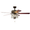 52 Inch Ceiling Fan with Light Retro Crystal Chandelier Ceiling Fan 5 Reversible Fan
