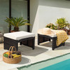 2 Pieces Cushioned Patio Rattan Ottoman Foot Rest-White