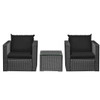 3 Pieces Patio wicker Furniture Set with Cushion-Black