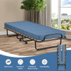 Portable Folding Bed with Foam Mattress and Sturdy Metal Frame Made in Italy-Navy