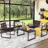 4 Pieces Patio Furniture Conversation Set with Sofa Loveseat