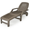 Adjustable Patio Sun Lounger with Weather Resistant Wheels-Brown