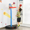 2 in 1 Kids Basketball Hoop Stand with Ring Toss and Storage Box-Black