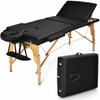 3 Fold Portable Adjustable Massage Table with Carry Case-Black