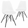 Set of 2 Mid Century Modern Side Chairs with PU Seat-White