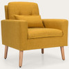 Accent Chair Cushioned Linen Armchair with Waist Pillow Sofa Chair-Yellow