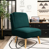 Velvet Accent Chair with Rubber Wood Legs for Living Room-Green