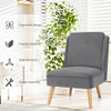 Velvet Accent Chair with Rubber Wood Legs for Living Room-Gray