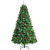 7 Feet Unlit Hinged PVC Artificial Christmas Pine Tree with Red Berries