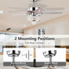 50 Inch Electric Crystal Ceiling Fan with Light Adjustable Speed Remote Control-Silver