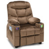 Adjustable Lounge Chair with Footrest and Side Pockets for Children-Brown