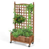 50 Inch Wood Planter Box with Trellis Mobile Raised Bed for Climbing Plant