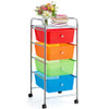 4-Drawer Cart Storage Bin Organizer Rolling with Plastic Drawers-Transparent Multicolor