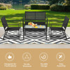 4 PCS Patio Furniture Set Sofa Coffee Table Steel Frame Garden-Gray