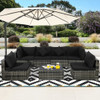 7 Pieces Patio Rattan Furniture Set Sectional Sofa Garden Cushion-Black