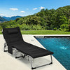 4-Fold Oversize Padded Folding Lounge Chair with Removable Soft Mattress-Black