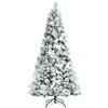 7 Feet Snow Flocked Christmas Tree with Poinsettia Flowers