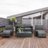 6 Pieces Patio Rattan Furniture Set Space Saving Cushioned No Assembly-Gray