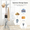 Wood Standing Hat Coat Rack with Umbrella Stand-Gray