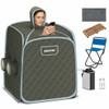 800W 2 Person Portable Steam Sauna Tent SPA with Hat Side Holes 3L Steamer-Gray