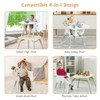 4 in 1 Baby Convertible Toddler Table Chair Set with PU Cushion-Beige