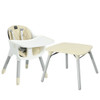 4 in 1 Baby Convertible Toddler Table Chair Set with PU Cushion-Beige