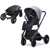 2 in 1 Convertible Baby Stroller with Oversized Storage Basket-Gray