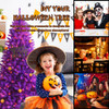 Artificial Prelit Purple Halloween Tree with Orange Lights and Pumpkin Ornaments-6'