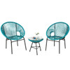 3PCS Patio Acapulco Furniture Bistro Set with GlassTable-Turquoise