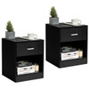 2 Pieces Nightstand with Storage Drawer and Cabinet-Black