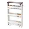 Rolling Kitchen Slim Storage Cart Mobile Shelving Organizer with Handle-White