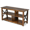 Modern Farmhouse TV Stand Entertainment Center for TV's up to 55-Inch with Open Shelves-Brown