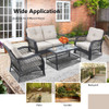 4 Pieces Patio Wicker Furniture Set Loveseat Sofa Coffee Table with Cushion-Beige