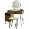 Modern Dressing Table with Storage Cabinet-Rustic Brown