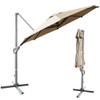 11ft Patio Offset Umbrella with 360° Rotation and Tilt System-Coffee