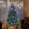 Pre-Lit Snowy Christmas Hinged Tree with Multi-Color Lights-7'