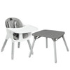 4 in 1 Baby Convertible Toddler Table Chair Set with PU Cushion-Gray