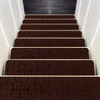 15Pcs Indoor Non-Slip Stair Carpet Mats for Wooden Steps-Brown