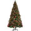 Pre-lit Christmas Hinged Tree with Red Berries and Ornaments-7 ft